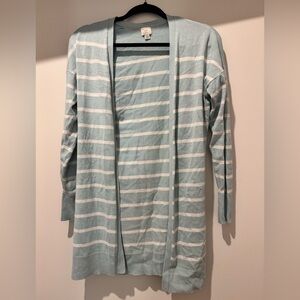 a new day Blue and White Striped Cardigan